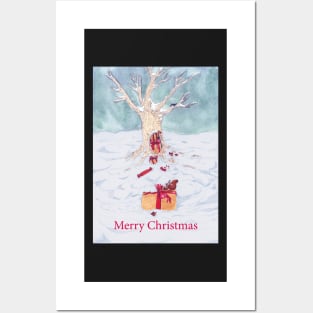 Woodland creatures + Merry Christmas Posters and Art